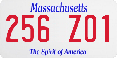 MA license plate 256ZO1