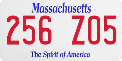 MA license plate 256ZO5