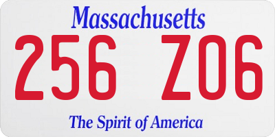 MA license plate 256ZO6