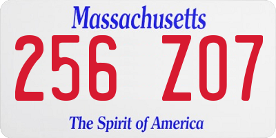 MA license plate 256ZO7