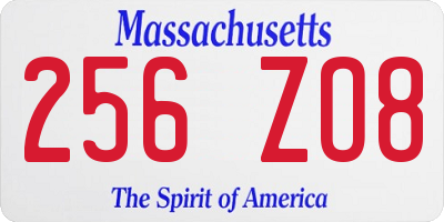 MA license plate 256ZO8