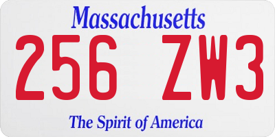 MA license plate 256ZW3