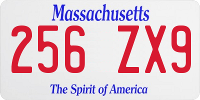 MA license plate 256ZX9