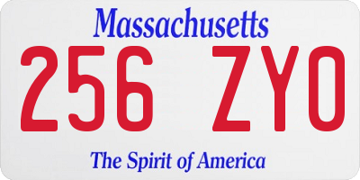 MA license plate 256ZY0