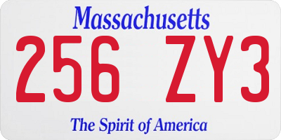 MA license plate 256ZY3