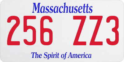 MA license plate 256ZZ3