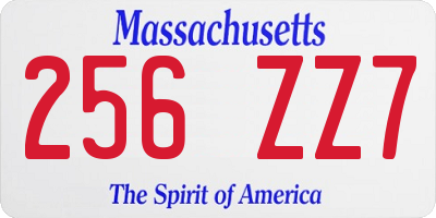 MA license plate 256ZZ7