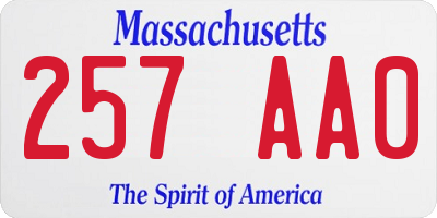 MA license plate 257AA0