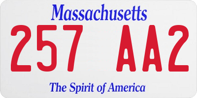 MA license plate 257AA2