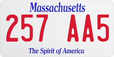 MA license plate 257AA5