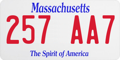 MA license plate 257AA7
