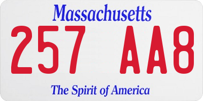 MA license plate 257AA8