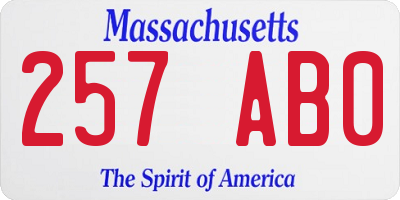 MA license plate 257AB0