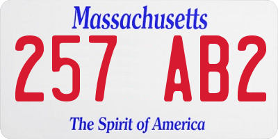 MA license plate 257AB2