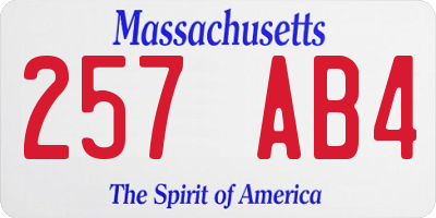 MA license plate 257AB4