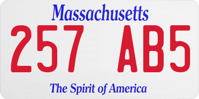 MA license plate 257AB5