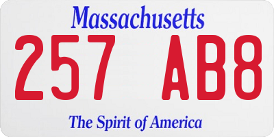 MA license plate 257AB8