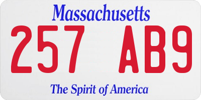 MA license plate 257AB9
