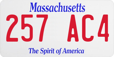 MA license plate 257AC4