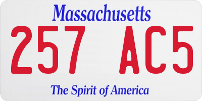 MA license plate 257AC5