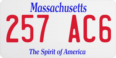 MA license plate 257AC6