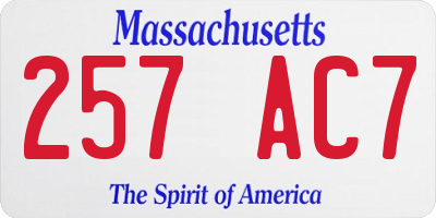 MA license plate 257AC7
