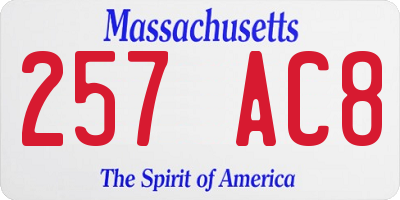 MA license plate 257AC8