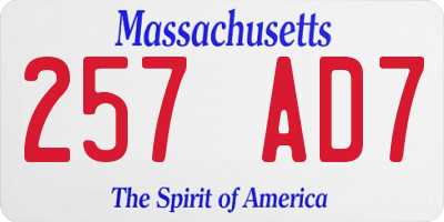 MA license plate 257AD7