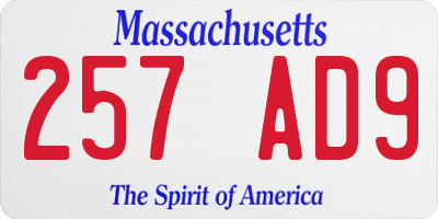 MA license plate 257AD9