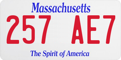 MA license plate 257AE7