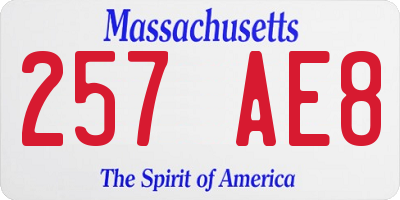 MA license plate 257AE8