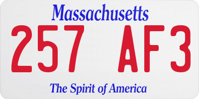 MA license plate 257AF3