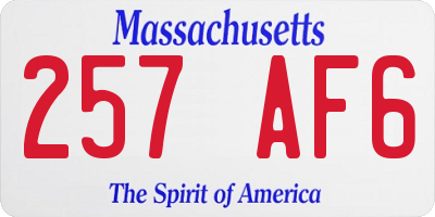 MA license plate 257AF6