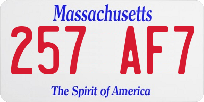 MA license plate 257AF7