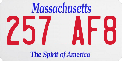MA license plate 257AF8