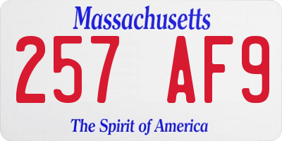MA license plate 257AF9