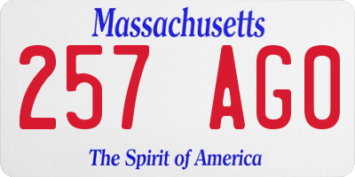 MA license plate 257AG0
