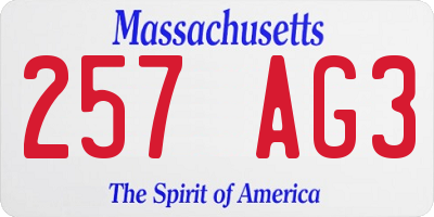 MA license plate 257AG3