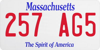 MA license plate 257AG5