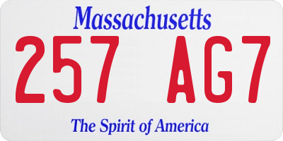 MA license plate 257AG7