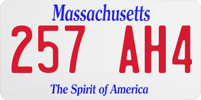 MA license plate 257AH4