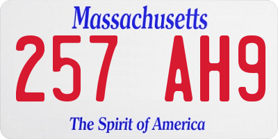 MA license plate 257AH9