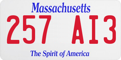 MA license plate 257AI3