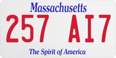 MA license plate 257AI7