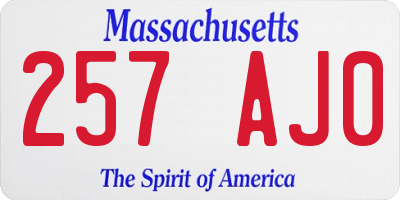 MA license plate 257AJ0