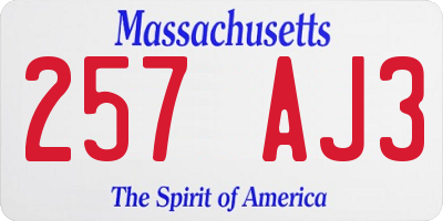 MA license plate 257AJ3