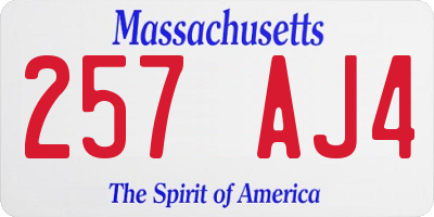 MA license plate 257AJ4