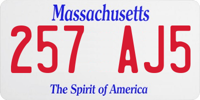 MA license plate 257AJ5