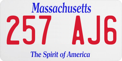 MA license plate 257AJ6