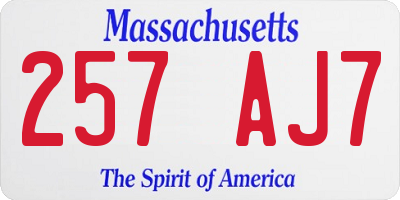MA license plate 257AJ7